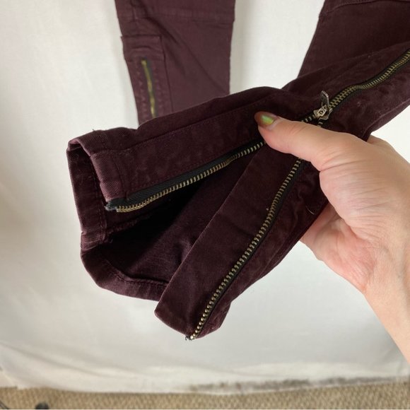 Rag & Bone Burgundy Devi Ankle Zip Skinny Jean Size 25 - Picture 6 of 13